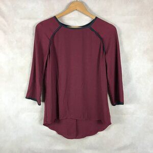 Mossimo 3/4 Sleeve Burgundy Chiffon hi-Low Blouse XS